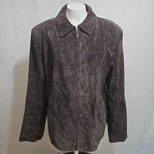 Croft & Barrow Suede Jacket Womens Size XL Chocolate Brown Leather Pockets Lined